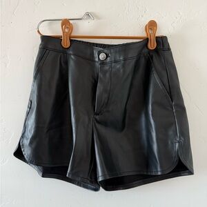 Black Leather Women Shorts